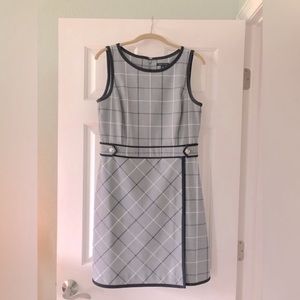 Tommy Hilfiger Dress Sleeveless Faux-Wrap Tattersall Grey Sz 8